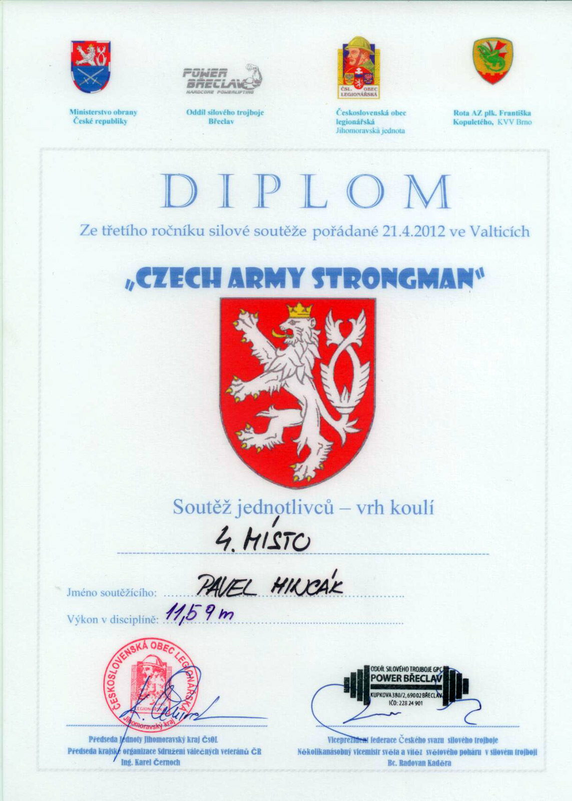 Czech Army Strongman - Vrh koulí 2012